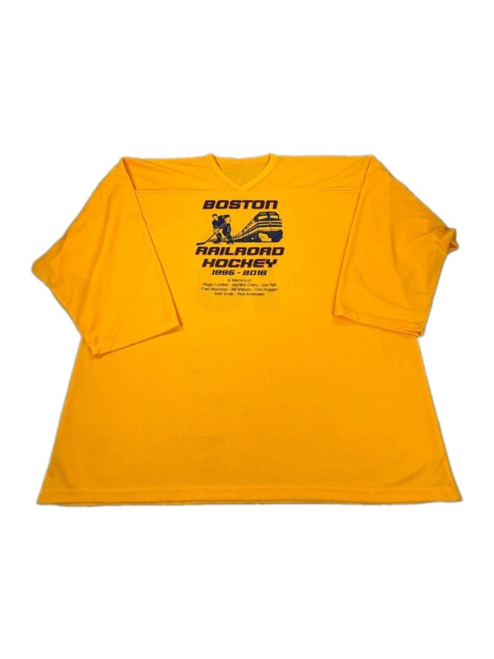 Venus NHL Boston Railroad Ice Hockey Jersey Mens 2XL Yellow Relaxed Fit V Neck